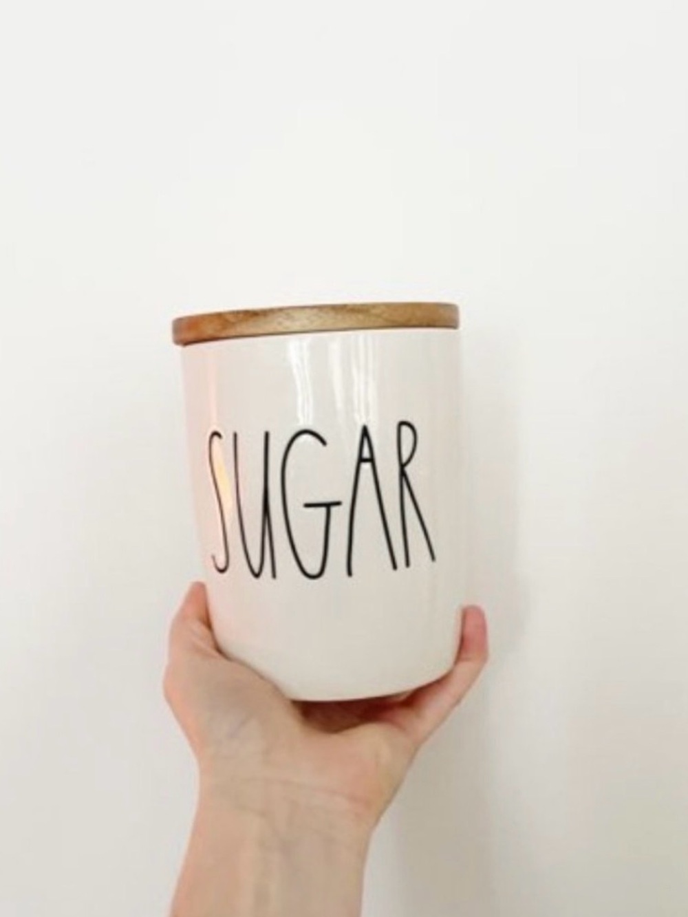RAE DUNN Sugar Canister with Wood Engraved Lid